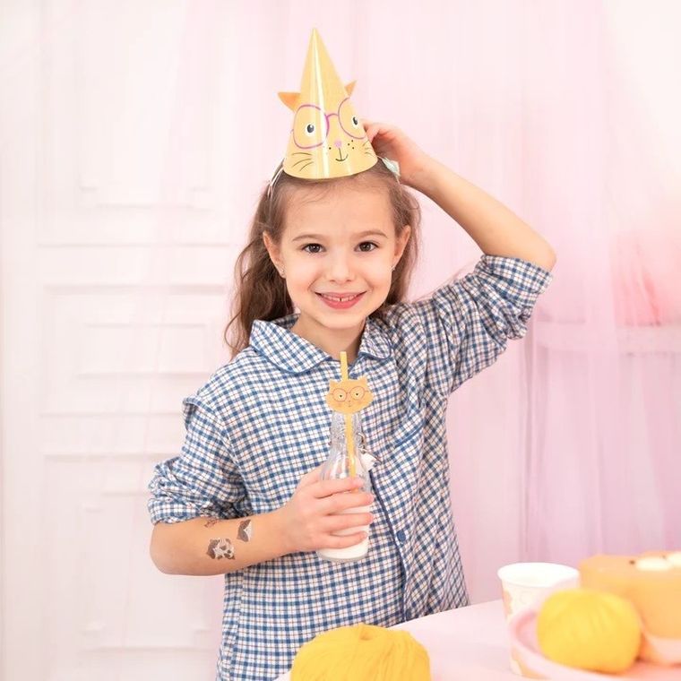 Kotki, czapeczki urodzinowe, 6 szt.