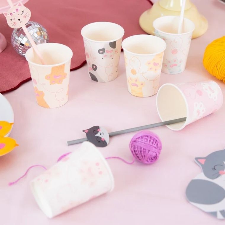 Kotki, kubeczki urodzinowe, 220 ml, 6 szt.