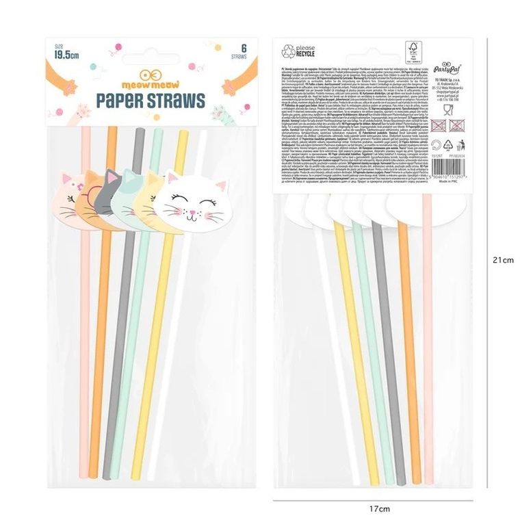 Kotki, słomki, 6 szt.