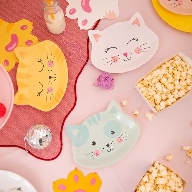 Kotki, talerzyki urodzinowe, 6 szt.