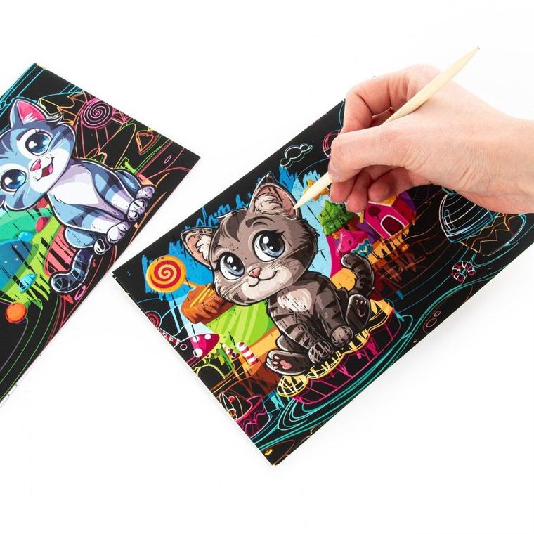 Kotki. Wydrapywanka z kolorowanką 2w1