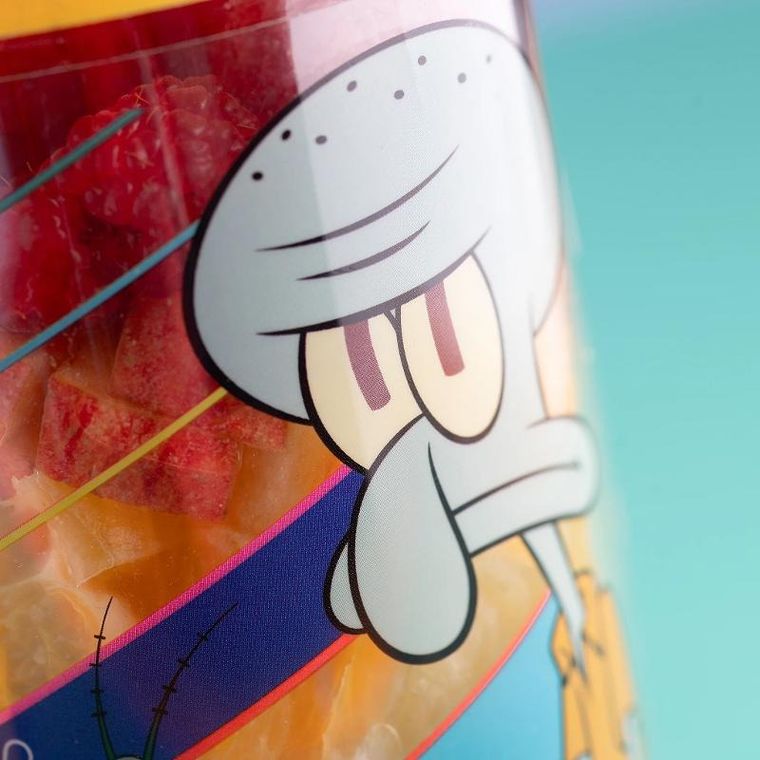 Koziol, SpongeBob, pojemnik na przekąski ze sztućcami, żółty, 500 ml