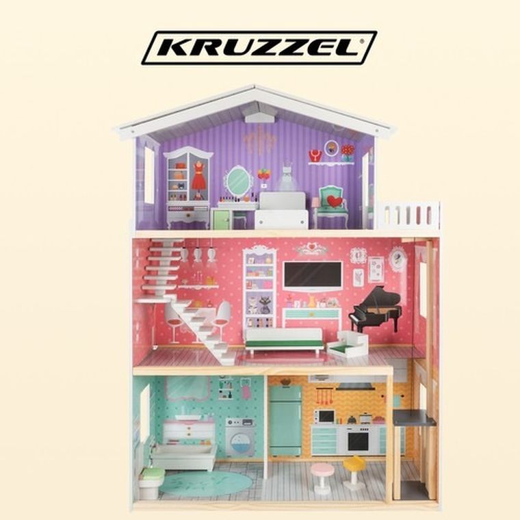 Kruzzel, domek dla lalek z windą i meblami