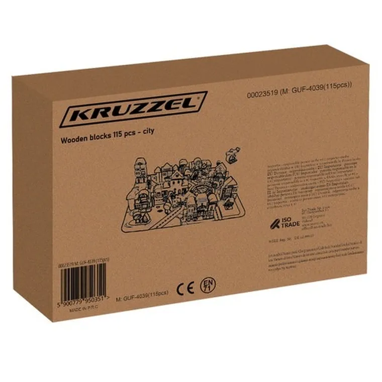 Kruzzel, miasto, klocki drewniane, 115 szt.