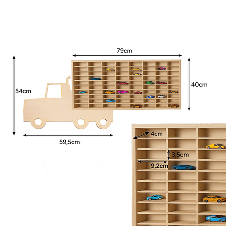 Kruzzel, półka drewniana na auta
