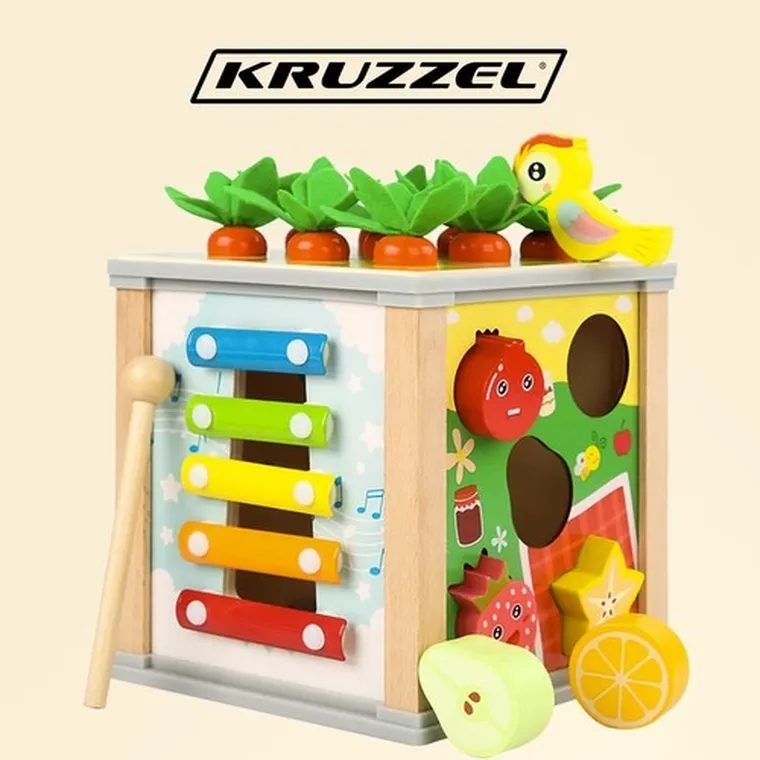 Kruzzel, sorter, kostka edukacyjna, drewniana
