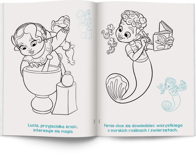 Ksieżniczki Disneya. Ariel. Kolorowanka z naklejkami