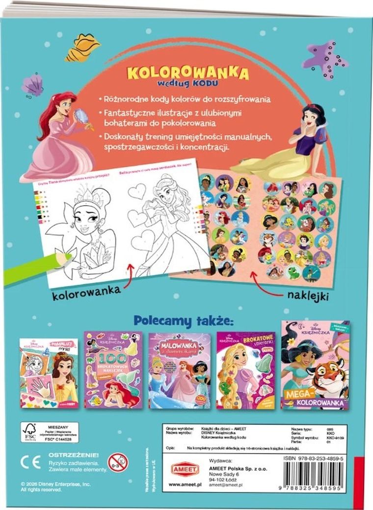 Księżniczki Disneya. Kolorowanka według kodu