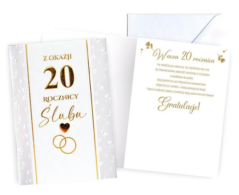 Kukartka, karnet, Rocznica ślubu 20