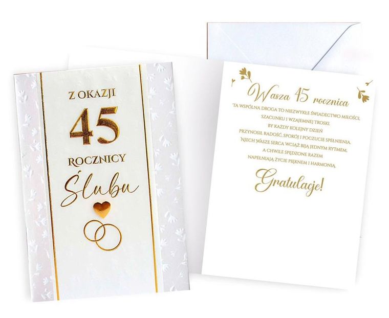 Kukartka, karnet, Rocznica ślubu 45
