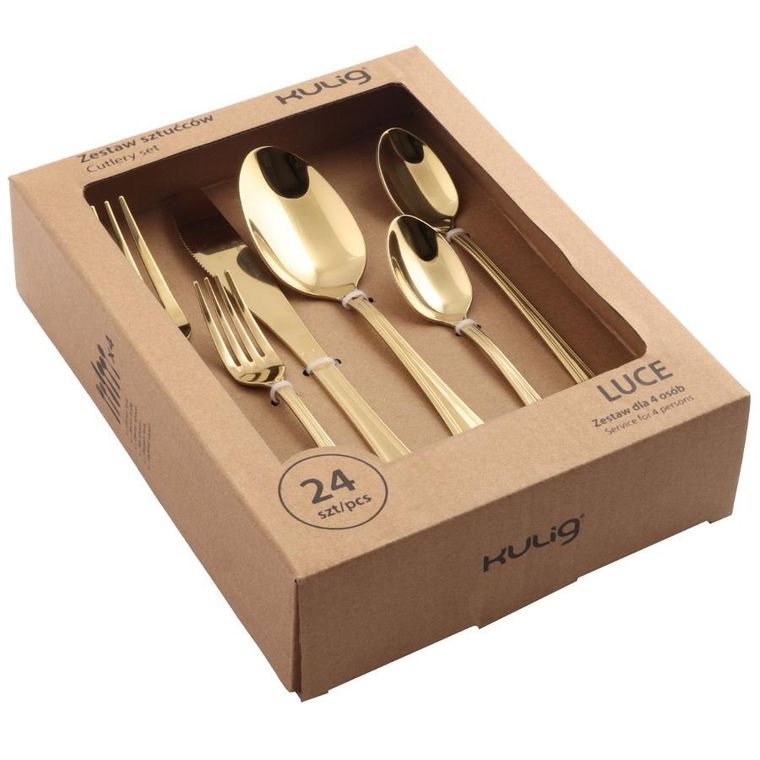 Kulig, Luce, komplet sztućców dla 4 osób, złoty, 24 szt.
