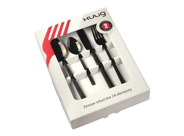 Kulig, Piano, komplet sztućców, Black, 24 szt.