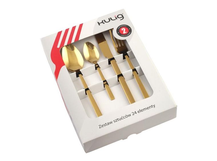 Kulig, Piano, komplet sztućców, Gold, 24 szt.
