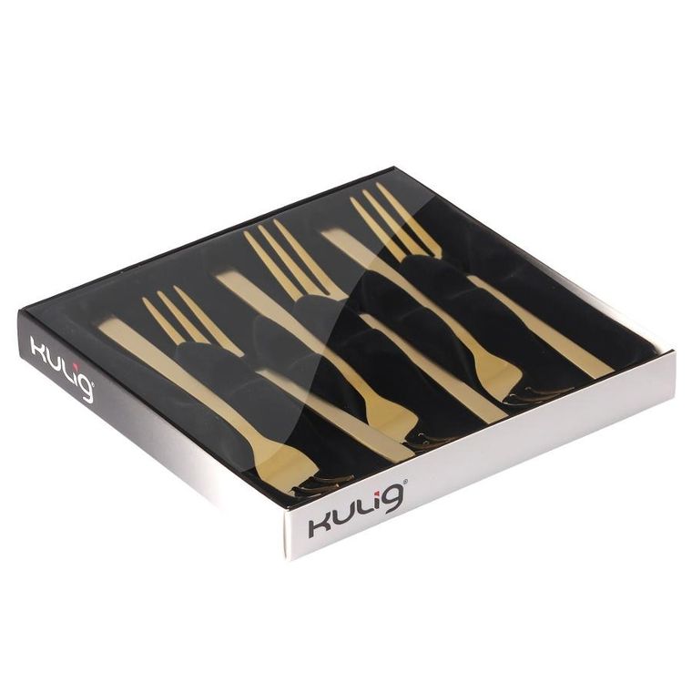 Kulig, Piano, komplet widelczyków do ciasta, Gold, 6 szt.