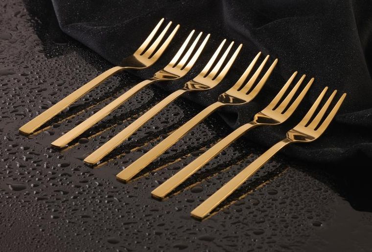 Kulig, widelczyk do ciasta, Piano Shiny, gold, 3 szt.