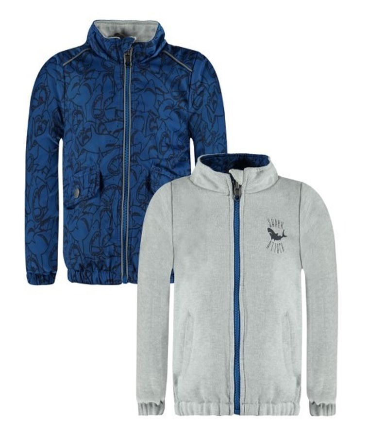 Kurtka chłopięca, dwustronna, niebiesko-szara, Kanz