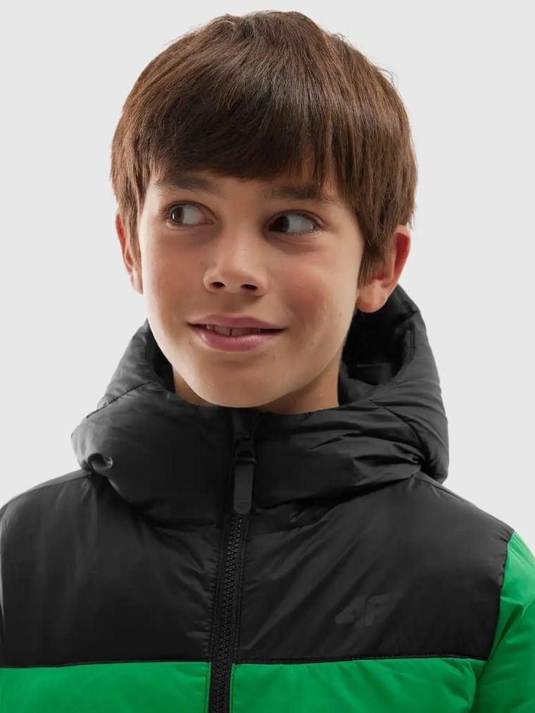 Kurtka chłopięca z kapturem, zielona, 4F