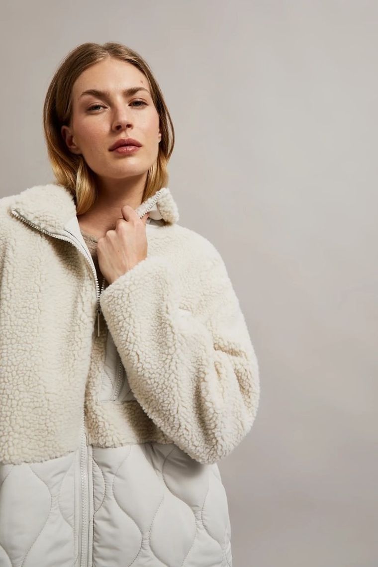 Kurtka damska, beżowa, Moodo