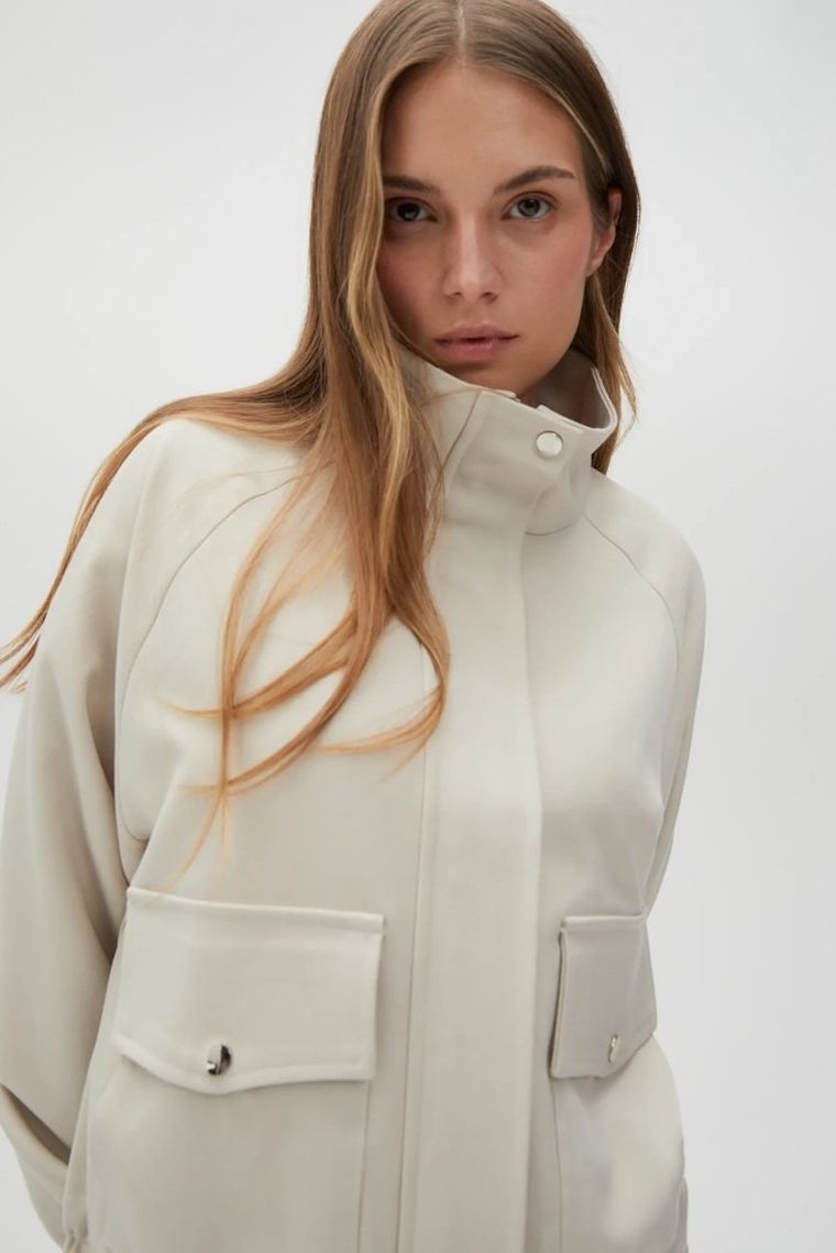 Kurtka damska, beżowa, Moodo