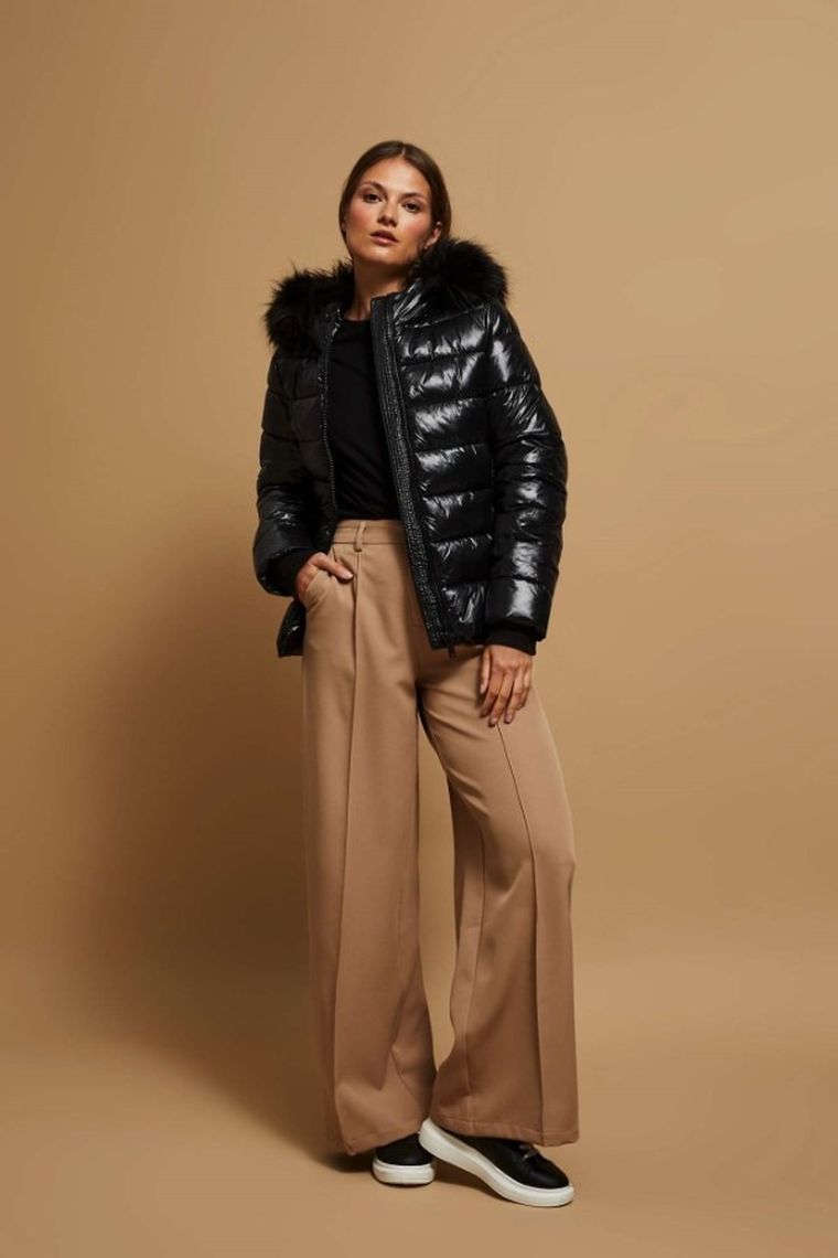 Kurtka damska z kapturem, czarna, Moodo