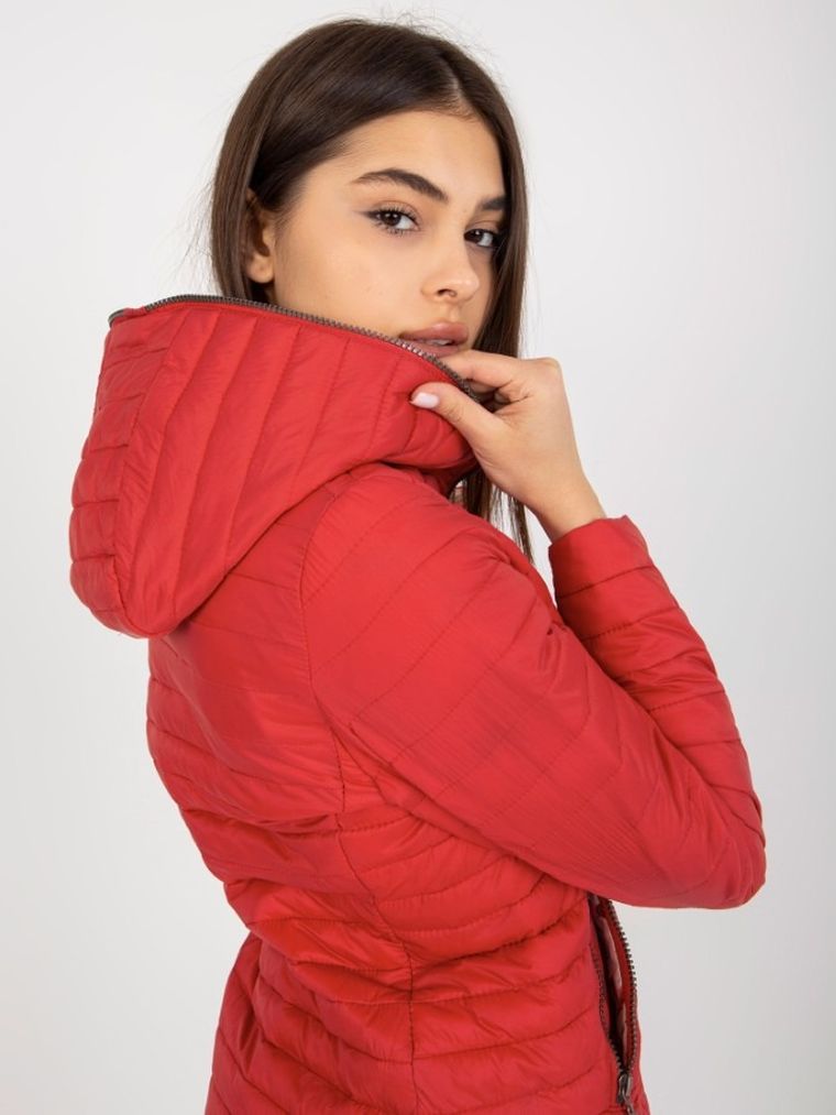Kurtka damska z kapturem, czerwona, Factory Price
