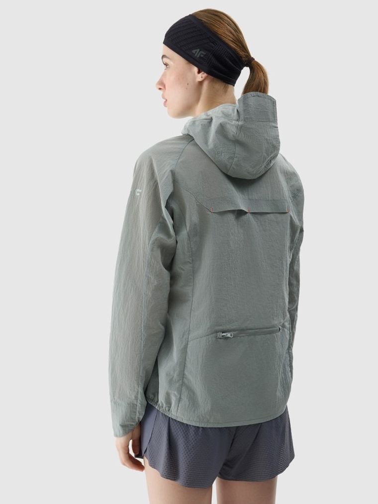 Kurtka damska z kapturem, do biegania, szara, 4F