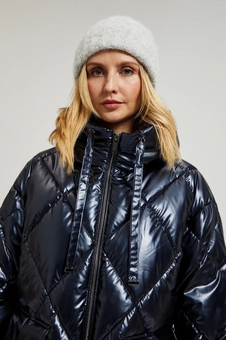 Kurtka damska z kapturem, granatowa, Moodo