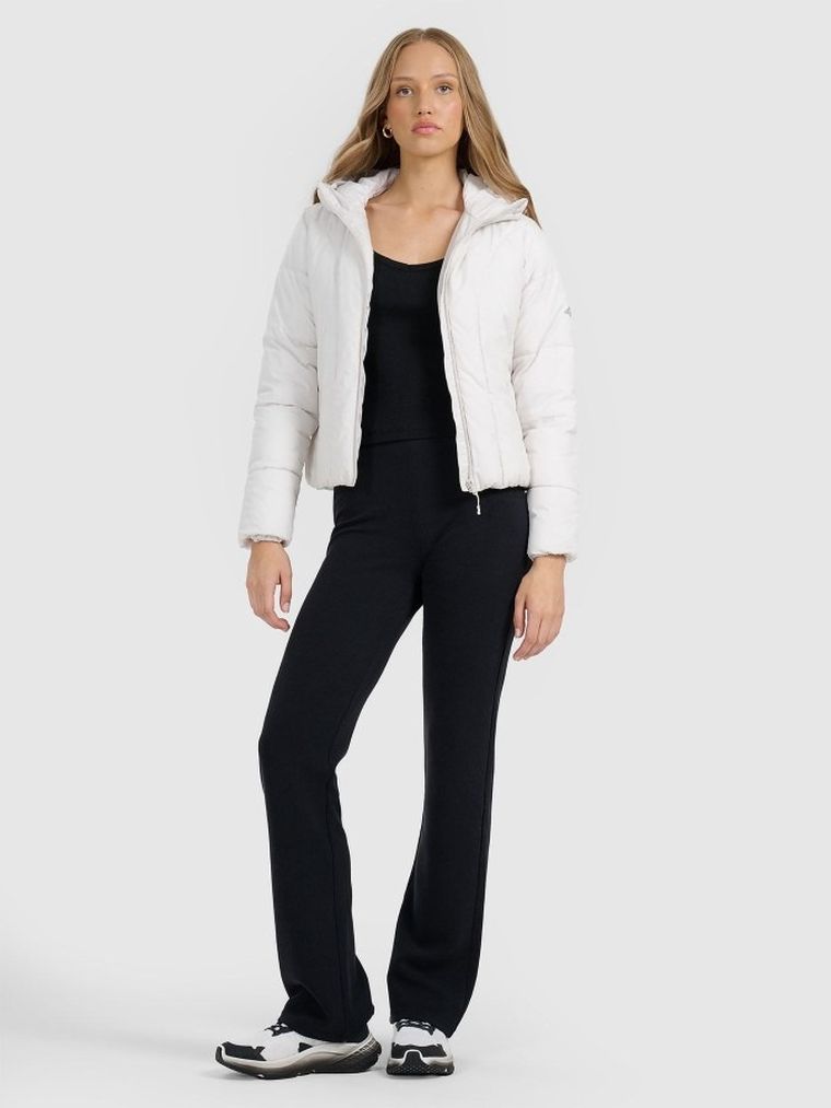 Kurtka damska z kapturem, ocieplana, szara, 4F