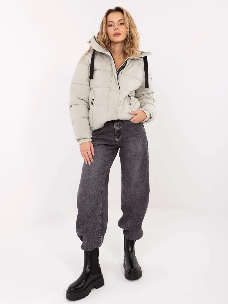 Kurtka damska z kapturem, szara, Sublevel