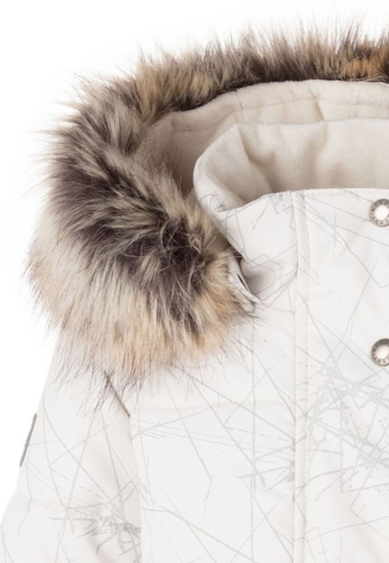 Kurtka dziewczęca z kapturem, biała, Lenne