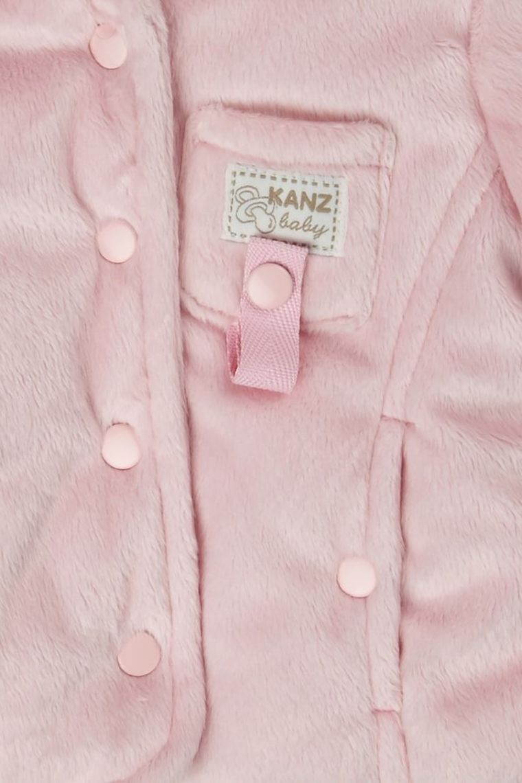 Kurtka dziewczęca z kapturem, futrzana, jasnoróżowa, Kanz