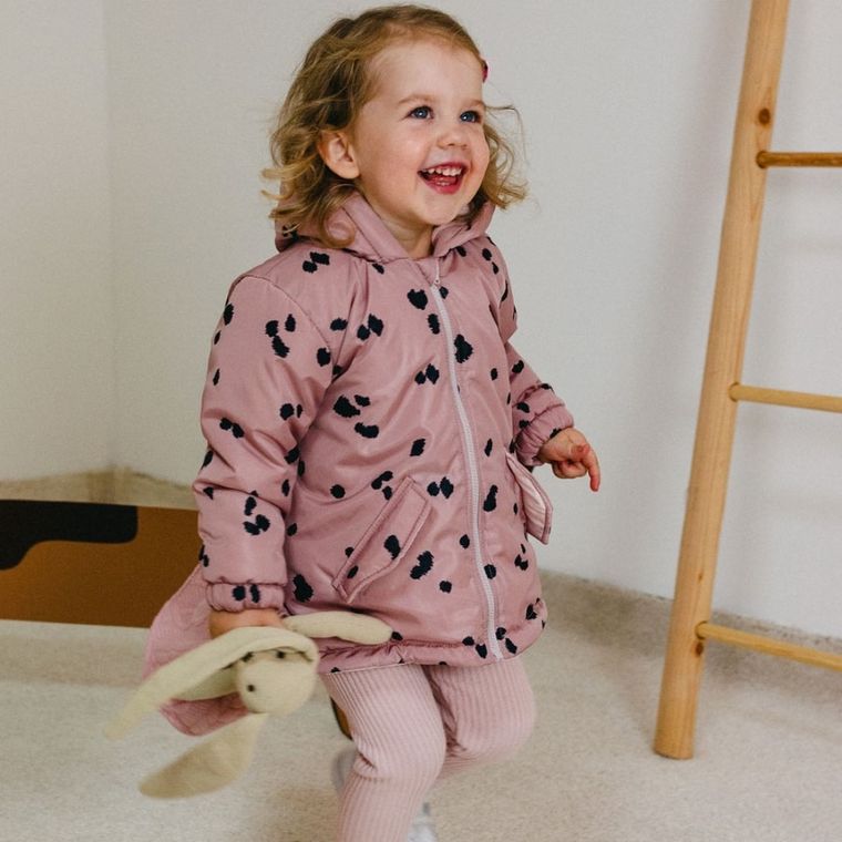 Kurtka dziewczęca z kapturem, ocieplana, różowa, Eevi