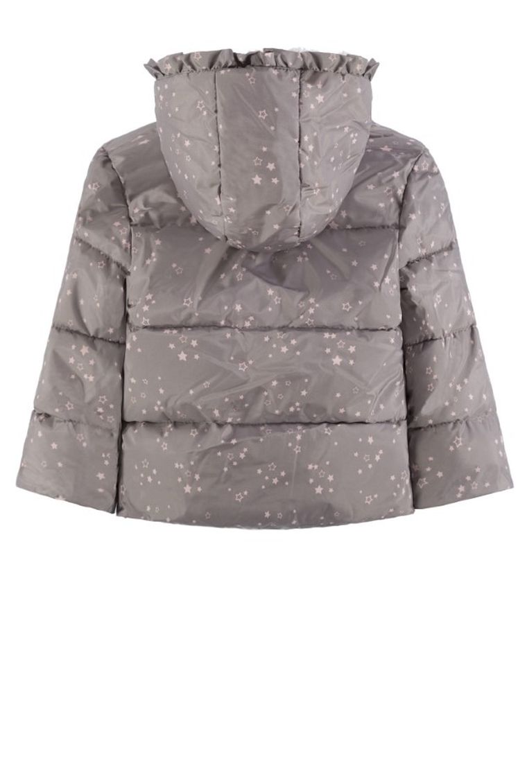 Kurtka dziewczęca z kapturem, ocieplana, szara, Kanz