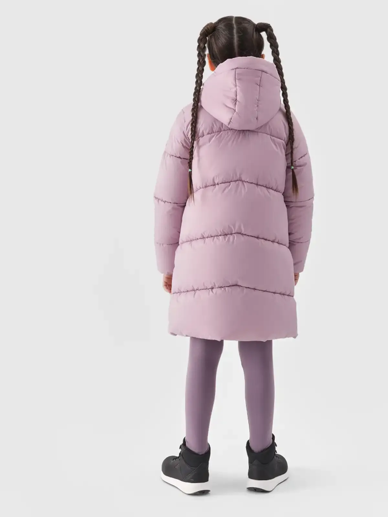 Kurtka dziewczęca z kapturem, różowa, 4F