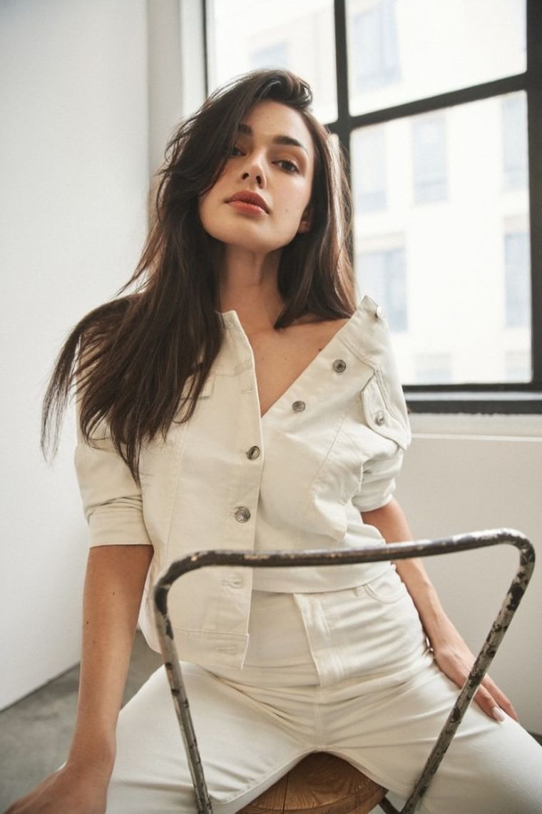 Kurtka jeansowa damska, biała, Moodo