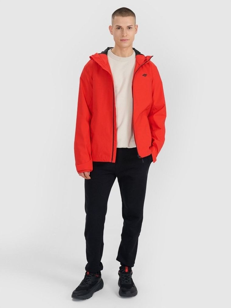 Kurtka męska z kapturem, czerwona, 4F