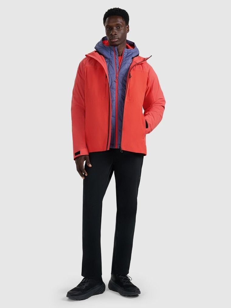 Kurtka męska z kapturem, czerwona, 4F