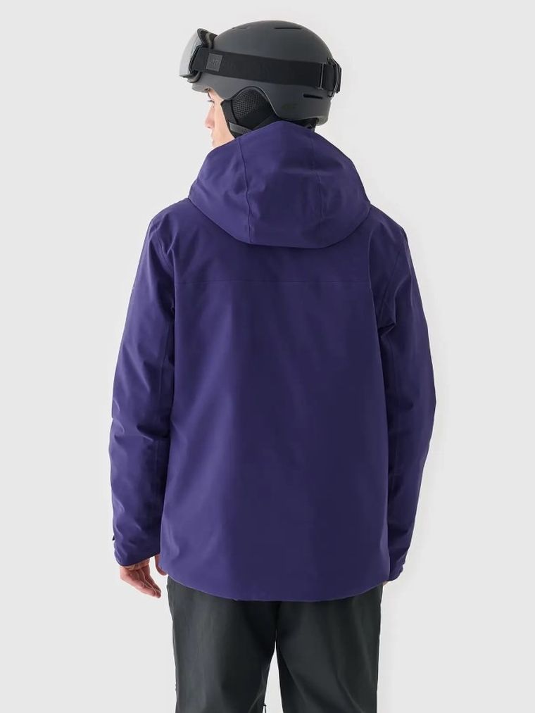 Kurtka narciarska męska z kapturem, ocieplana, granatowa, 4F
