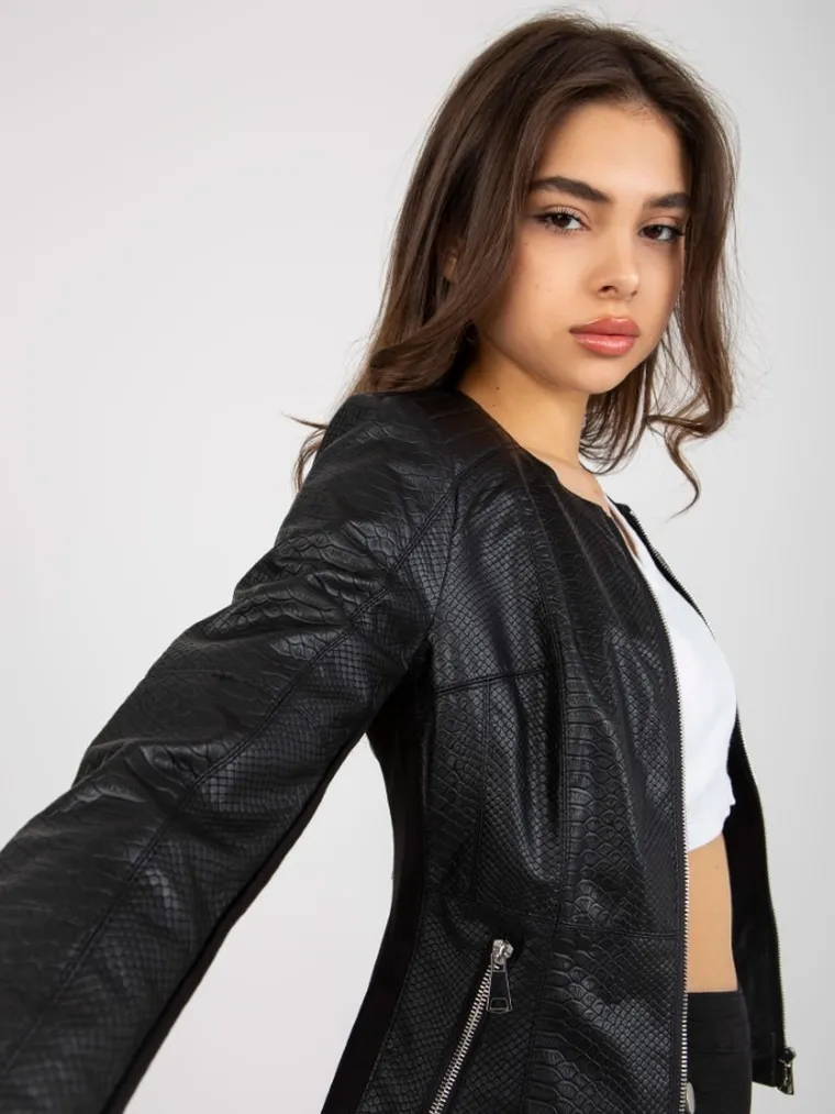 Kurtka ramoneska damska, czarna, Vinceotto