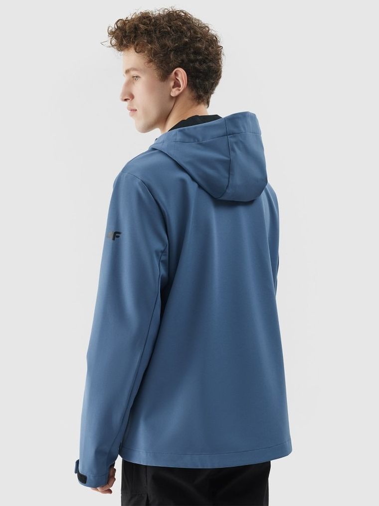 Kurtka softshell męska z kapturem, niebieska, 4F