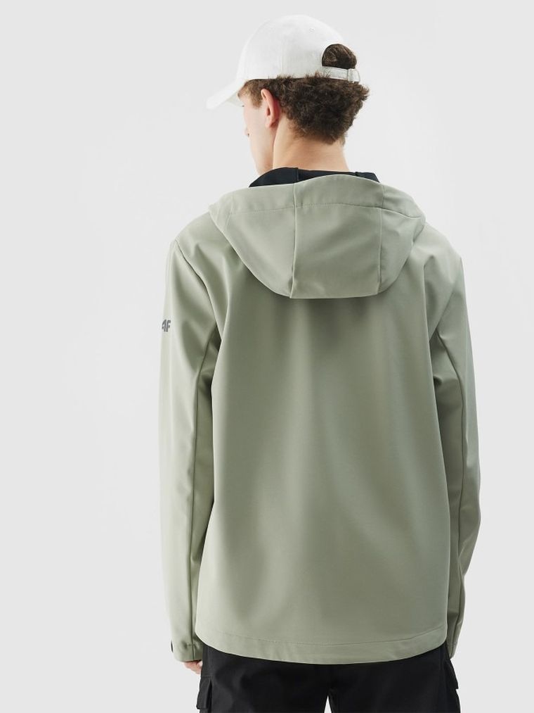 Kurtka softshell męska z kapturem, zielona, 4F