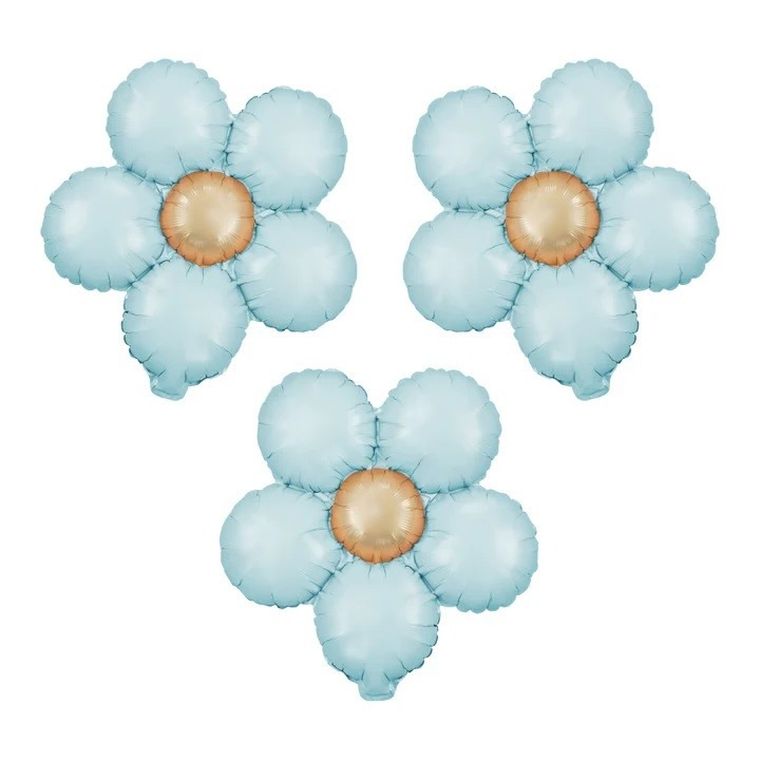 kwiat, balon foliowy, niebieski, 45 cm, 3 szt.