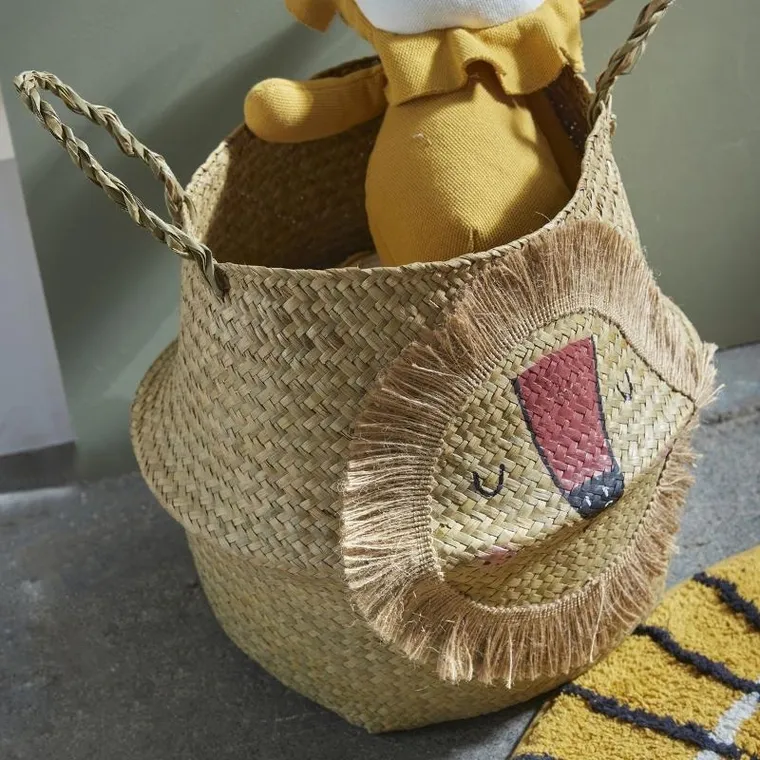 La Factory, The king of the jungle, kosz na zabawki z uchwytami, jutowy