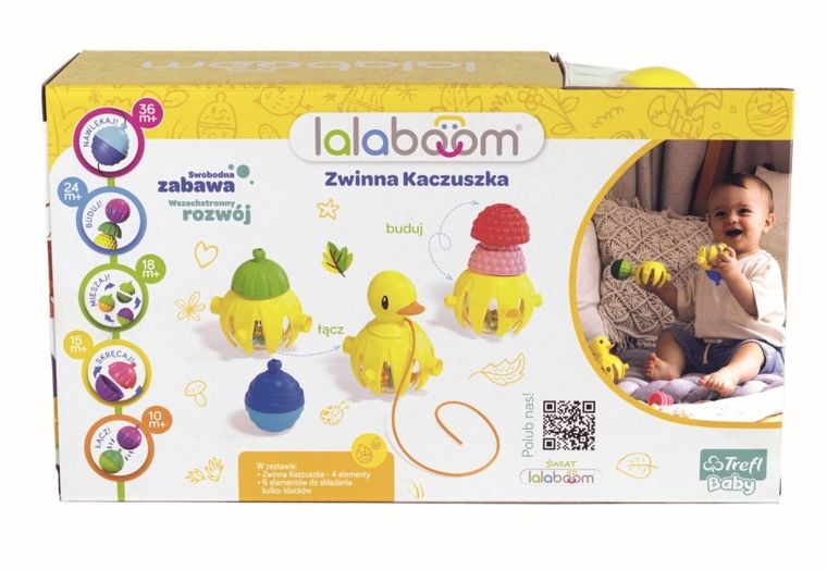 Lalaboom, zwinna kaczuszka, kulko-klocki sensoryczne, 10 elementów