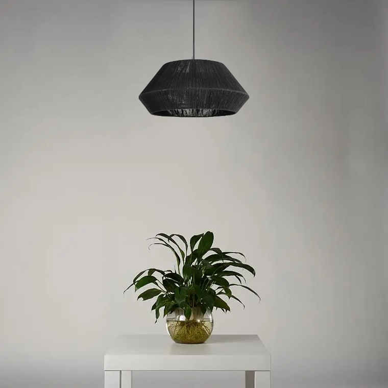 Lampa wisząca, rattanowa, 50 cm, czarna