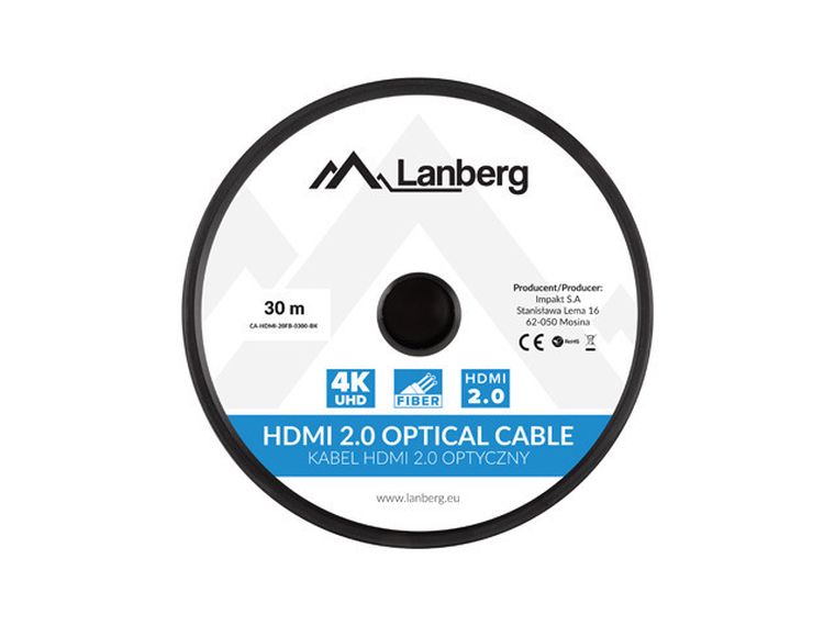 Lanberg, kabel HDMI M/m V2.0, 30m, optyczny AOC