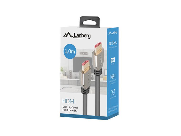 Lanberg, kabel HDMI M/m, V2.1, 1m, 8K, 60hz