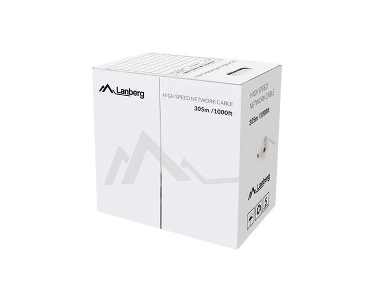 Lanberg, kabel sieciowy, LCU5-12CU-0305-S, UTP, 305m, kat. 5e, szary