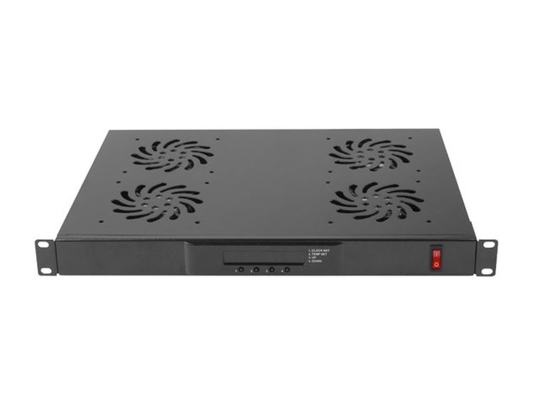 Lanberg, panel wentylacyjny z termostatem, 1U LCD 19", 230V, 4 wentylatory