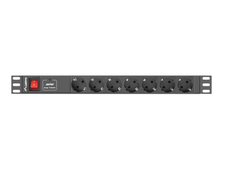Lanberg, Rack, listwa zasilająca, 7xUTE, 10 A, 2m, PDU-07F-0200-IEC-BK